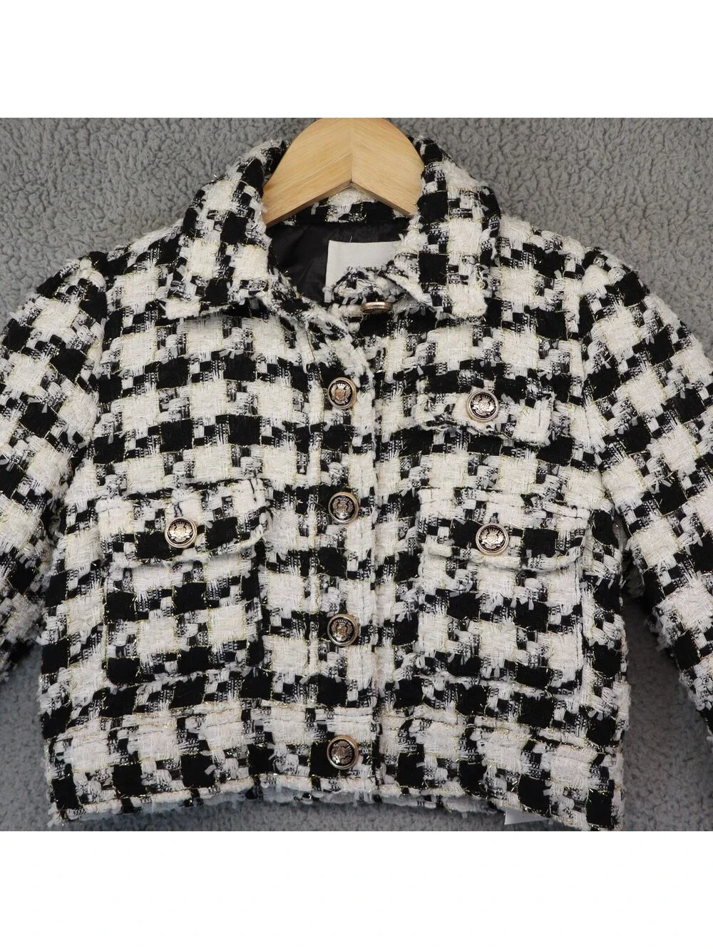 Houndstooth Jacket Youth Medium Designer Boucle Blazer